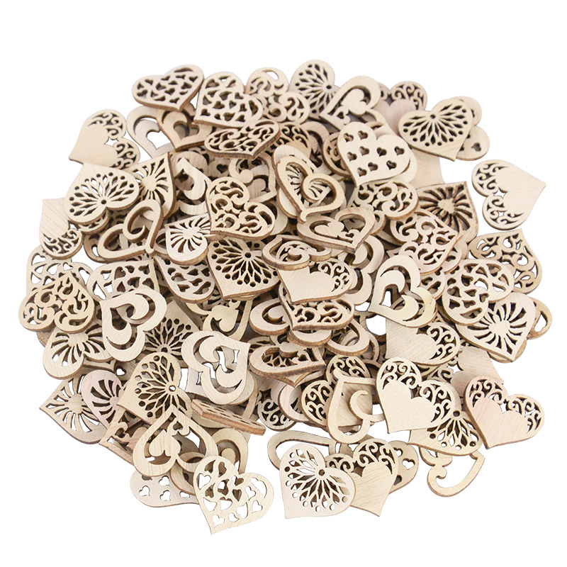 50/100pcs Hollowed Heart Patte - Oud Wood Chip 评论和价格