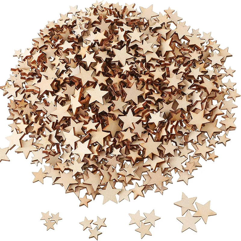 100-500Pcs Mini Wooden Stars B - Oud Wood Chip 评论和价格