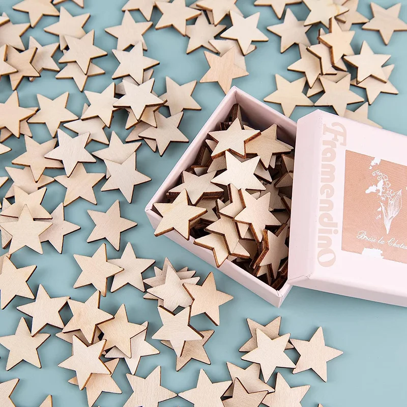 100-500Pcs Mini Wooden Stars B - Oud Wood Chip 评论和价格