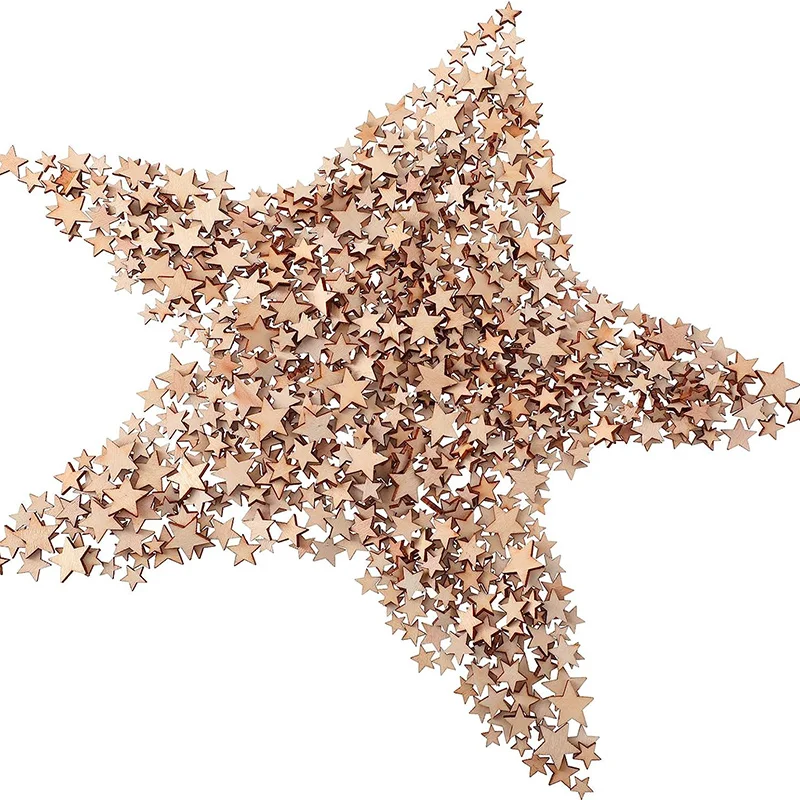 100-500Pcs Mini Wooden Stars B - Oud Wood Chip 评论和价格