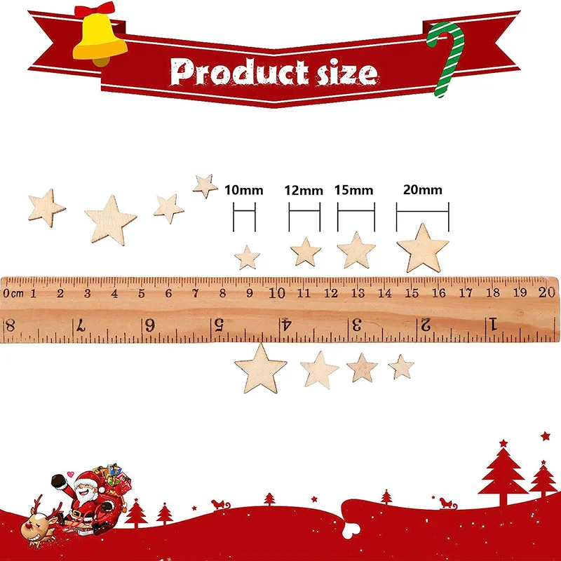 100-500Pcs Mini Wooden Stars B - Oud Wood Chip 评论和价格